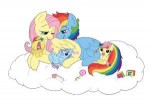 676034safeartist-colon-pawbitfluttershyrainbow+dashbaby+bot[...].png